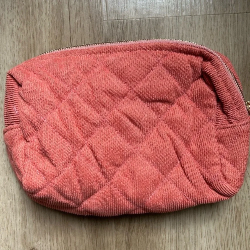 Sezane Quilted Coral Pouch